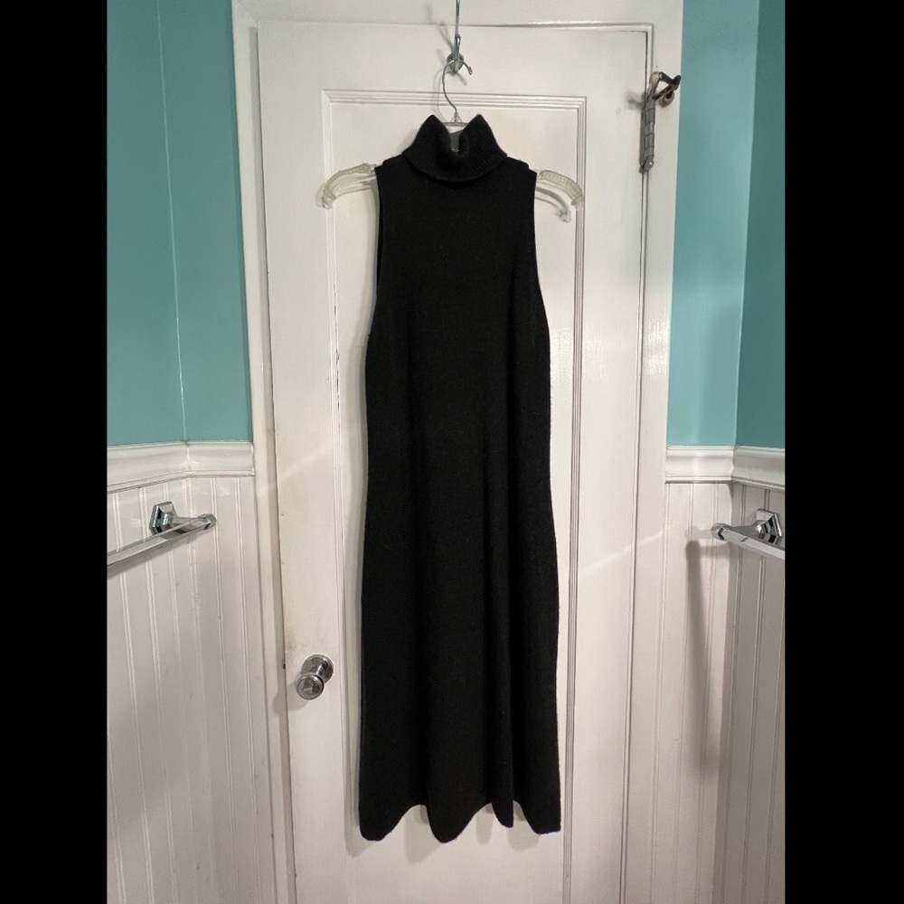 Lauren by Ralph Lauren grey sleeveless cowl turtleneck dress